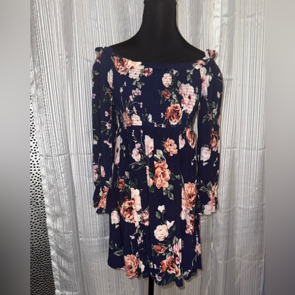Xhilaration Navy Floral Mini Dress - Picture 2 of 2
